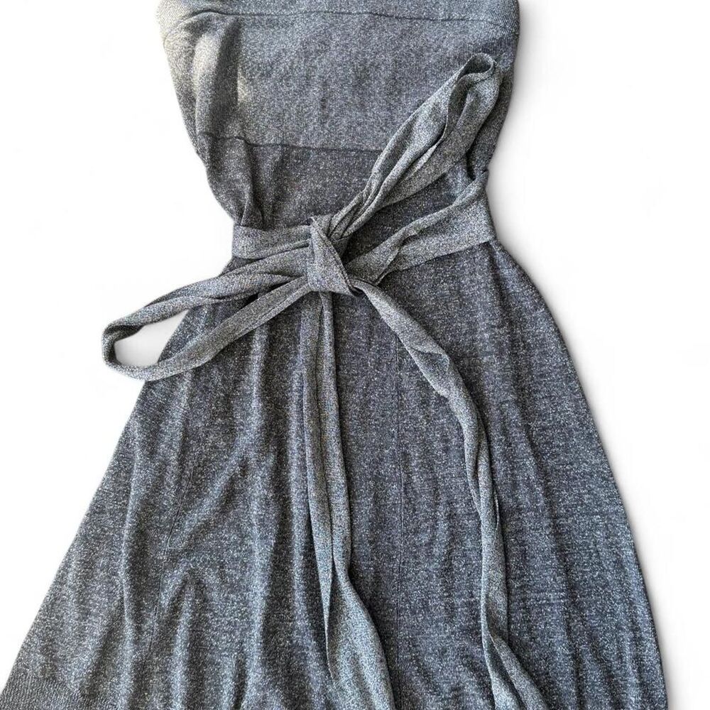Grace and Desire Vintage Y2K Grey silk shimmer strapless dress with tie detail S